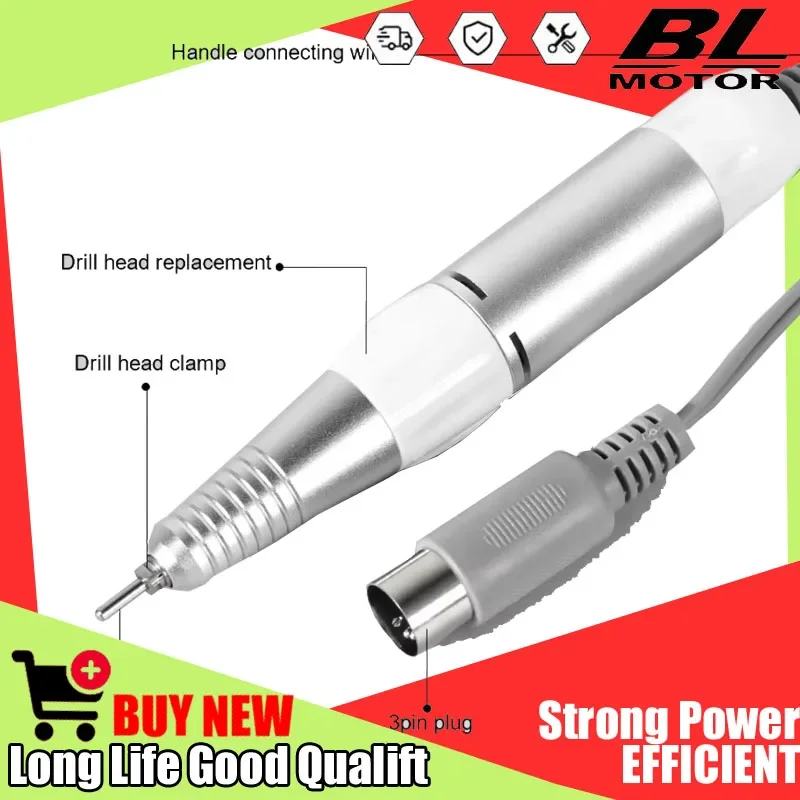 Trapano Elettrico per Unghie 35000rpm con Manipolo a 5 Perni, Accessorio per Pedicure e Manicure, Strumento di Bellezza ABE