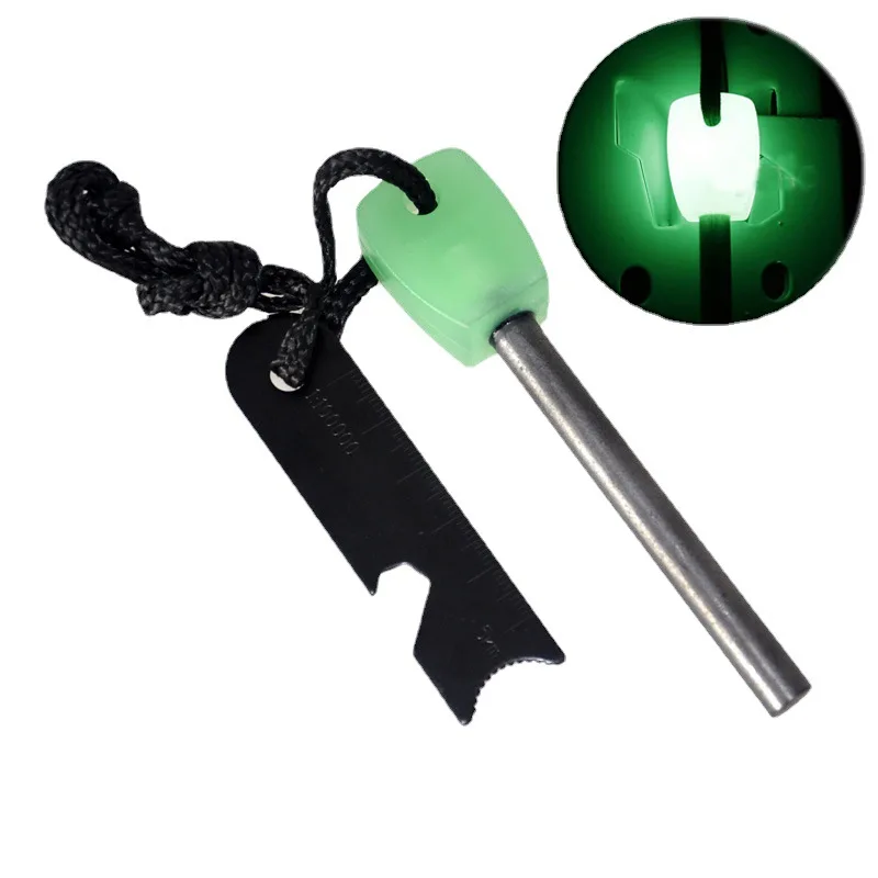Compact Magnesium Fire Starter Stick with Wood Handle - Reliable Survival Gear for Camping Hiking and Outdoor Adventures