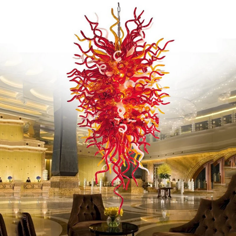 Luxury Big Light Chihuly 100% Handmade Blown Glass Chandelier for home Restaurant Decoration Large LED Pendant Lamp