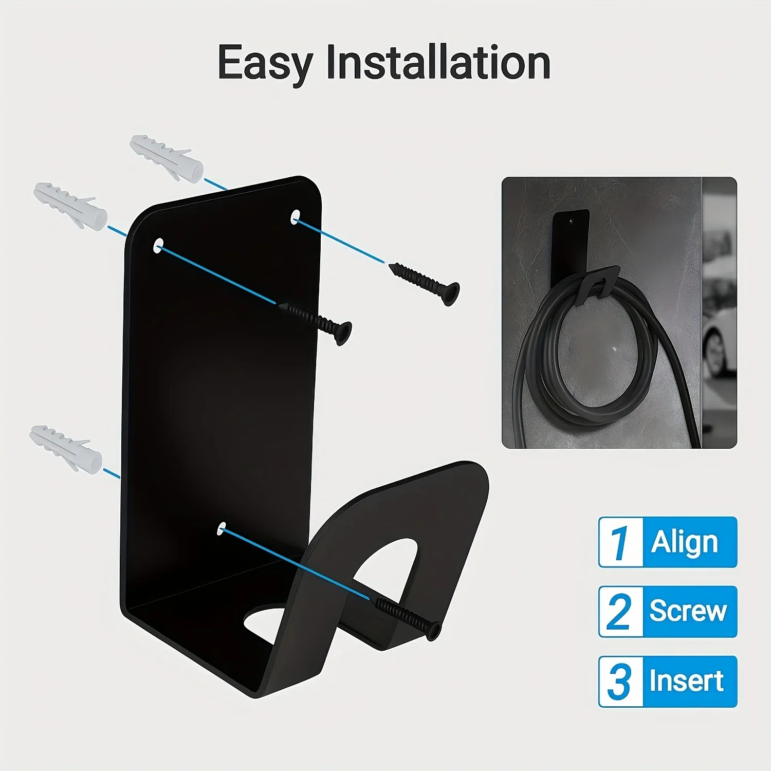 1pc Wall-Mounted Electric Vehicle Charger Bracket, Easy to Install, Compatible with Electric Vehicle Chargers