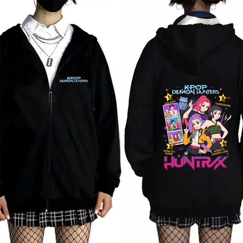 

Kpop Demon Hunters Saja Boys Rumi Mira Zoey Derpy Tiger Graphic Zipper Hoodie Men Women Fashion Casual Oversized Zip Up Hoodies