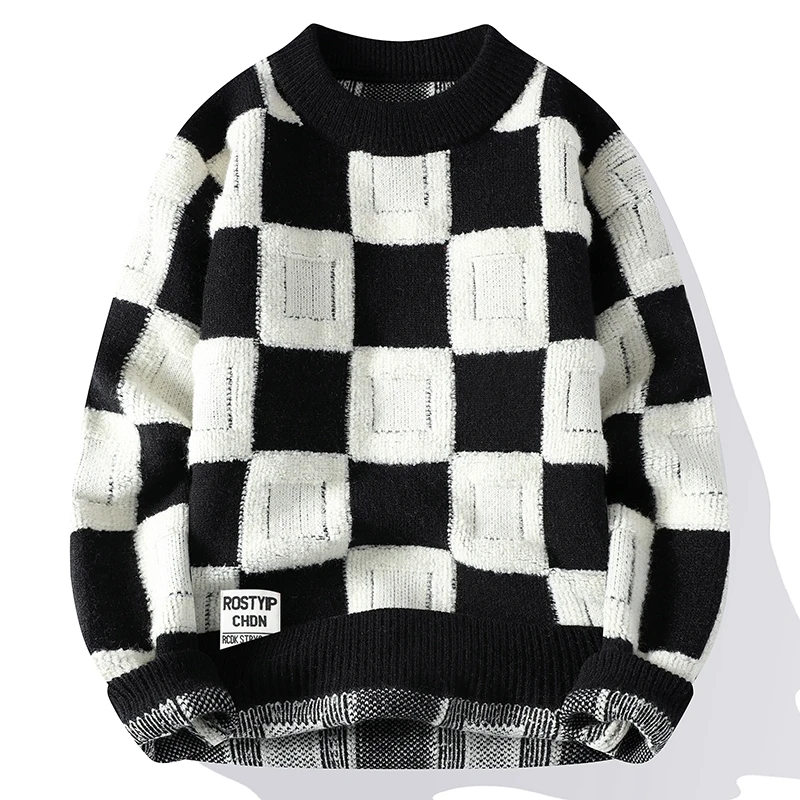 Brand Clothing Men Sweater Harajuku Fashion Knitted Hip Hop Streetwear Pullover Oversized Casual O-Neck Vintage Sweaters 4XL-M