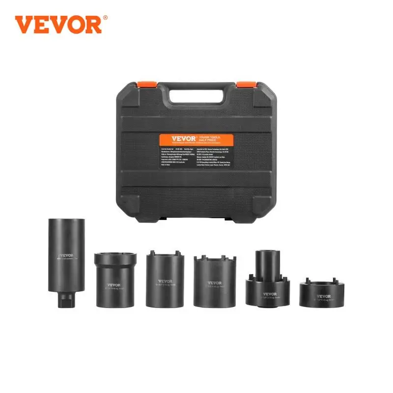 VEVOR Spindle Nut Socket Tool Kit 1/2 inch Drive 6 Piece Axle Hub Nut Socket Set Vehicles Axle Spindle Nut Retainers Remover