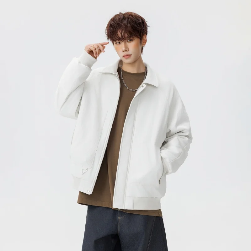 

Men's Winter Fleece Jacket Warm Long Sleeve Solid Snow Coat Lantern American Vintage Style