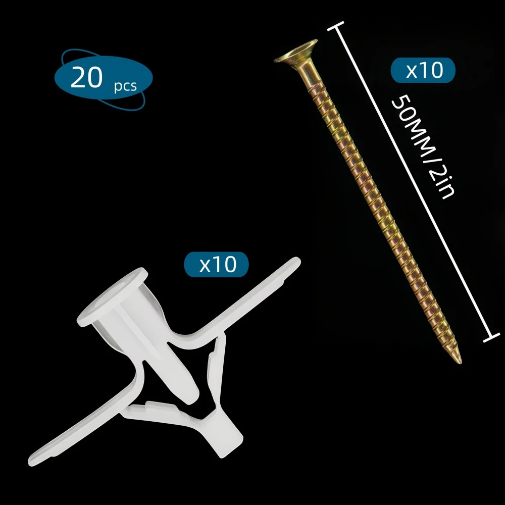 

10 Sets Anchor Bolt With Screw Plastic Expansion Screw M6 For Pipe Curtain Gypsum Board Hollow Wall Expansion Screw Anchor Plugs