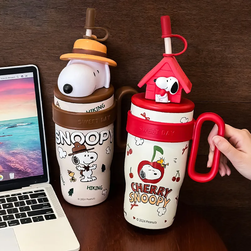 

2025 New Snoopy Thermo Cup New Style For Men And Women Students Large Capacity Kawaii Ice Bauble Cup Office Stitch Cup Cute Gift