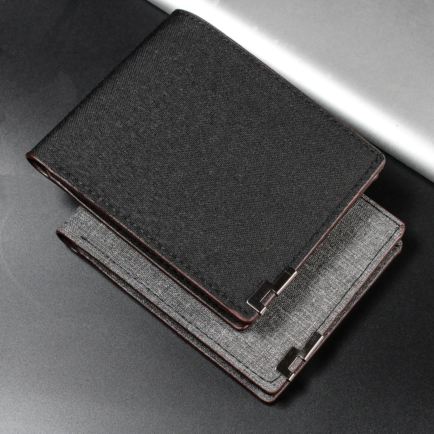 Cartera plegable de mezclilla minimalista para hombre, tarjetero con ranura para múltiples tarjetas, monedero ultrafino para foto, dinero, crédito, negocios, moda, nuevo