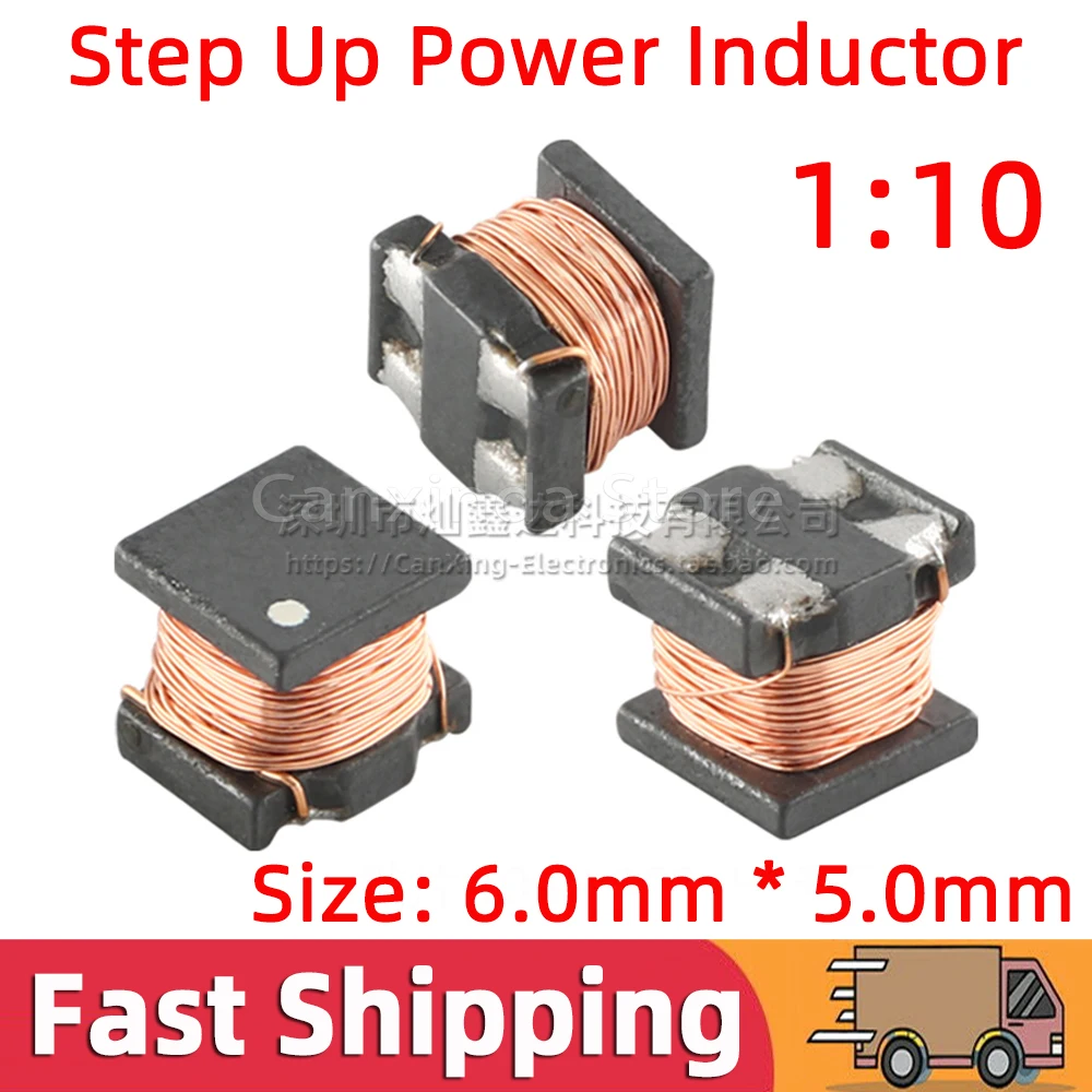 

10pcs SMD SMT Step Up Booster Power Inductor Inductance 10uH:100uH 0.6A 1:10 Filter