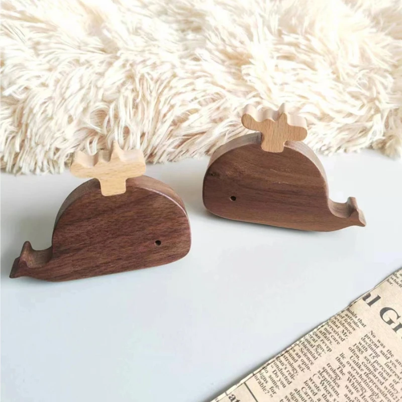 Nordic Wooden Hook Cute Whale Solid Wood Children\'s Room Deco Hook Creative Clothes Hook Drawer Handle Home Kitchen Accessories