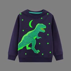 Little maven 2023 Halloween Boys Sweatshirt Autumn Luminous Dinosaur Casual Clothes for Kids Glow In The Dark T Shirts Cotton