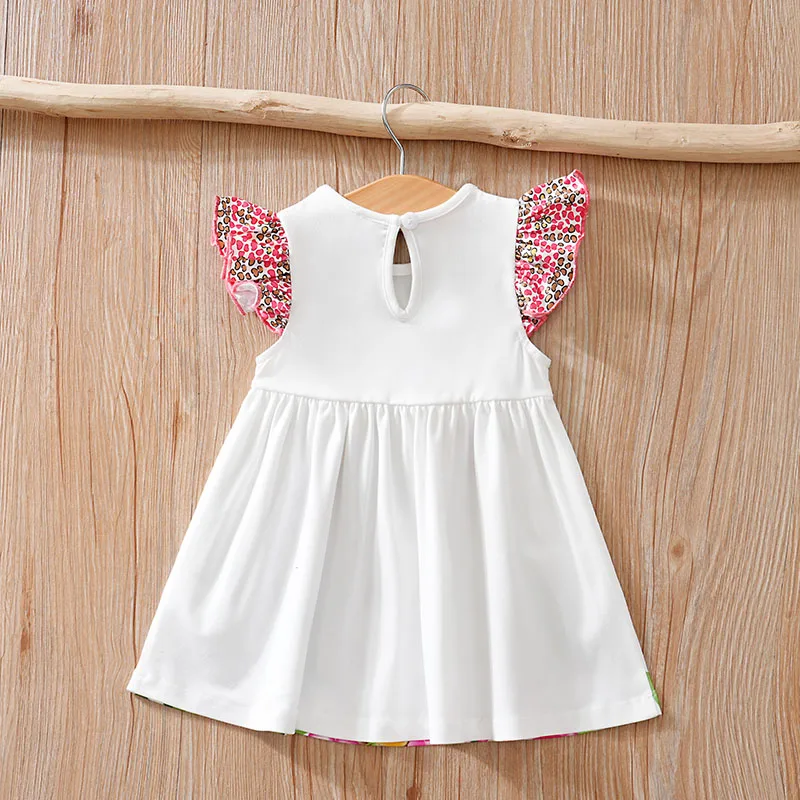 Newborn Clothes Cartoon Deer Zebra Print Three-Dimensional Flower Comfortable And Soft Girl Summer Flying Sleeve Baby Dress