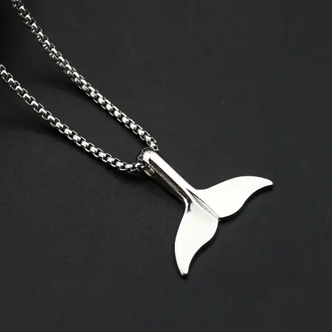 Metal Whale Tail Pendant Necklace Sweater Collarbone Chain Unisex Necklace for Couples Lovers Statement Jewelry Party Gifts