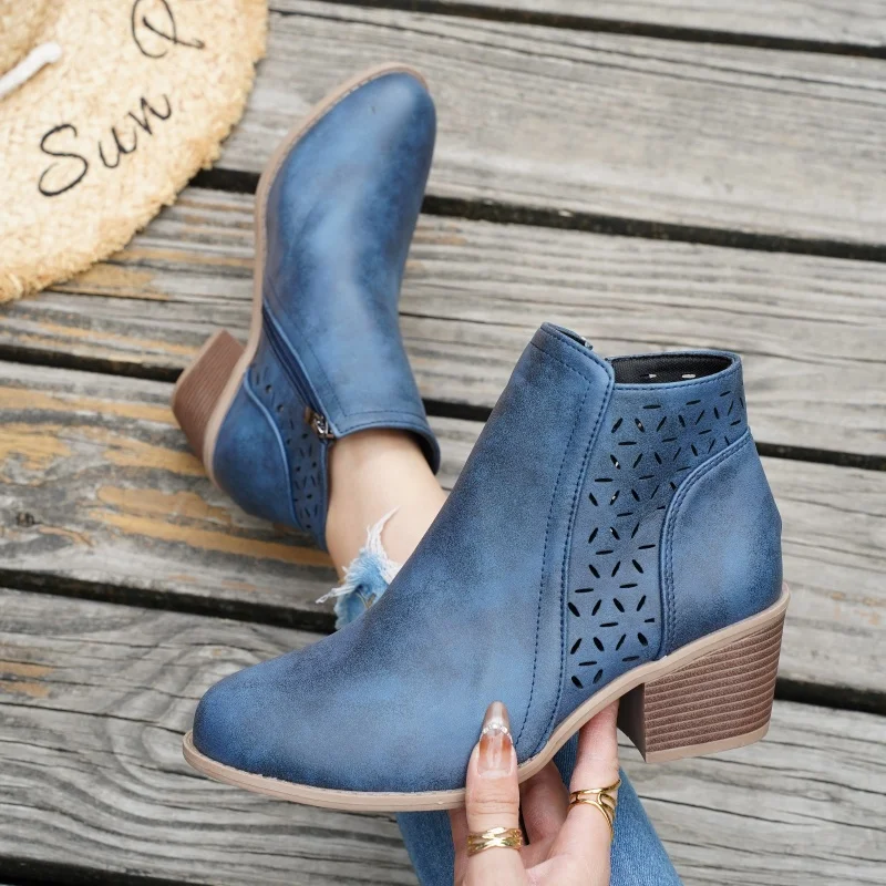 

Женские ботильоны, модные массивные одинарные ботинки, женская осенняя удобная обувь, женские дышащие нескользящие ботинки с круглым носком