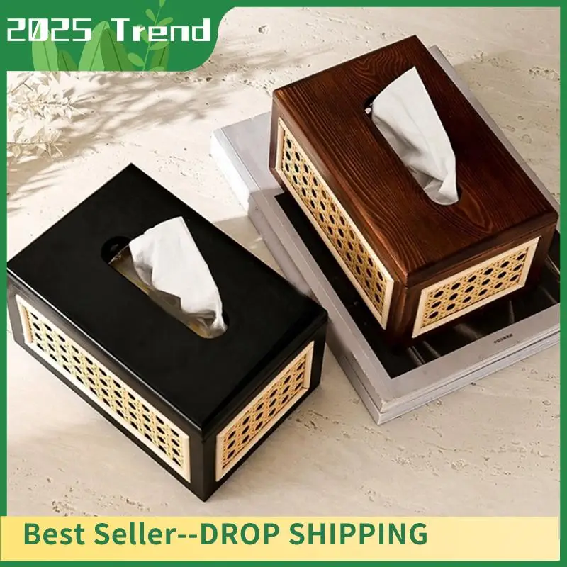 

Solid Wood Rattan Tissue Box High Values Rattan Drawer Home Bedroom Living Room Coffee Table Paper Drawer,Brown Durable