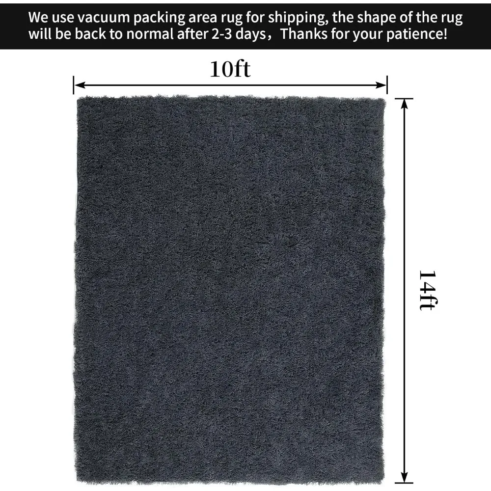 Shaggy Area Rug 10x14 Feet Dressing Rooms Ultra Fuzzy Large Plush Faux Fur Carpet for Living Room Bedroom Dark Grey Headboards