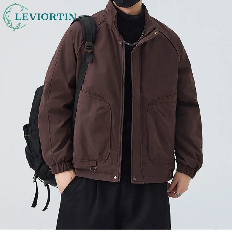 

Autumn and Winter Men's 2025 New Fashionable Trendy Brand Loose and Versatile J-Clip Cotton Thickened Stand up Collar Coat
