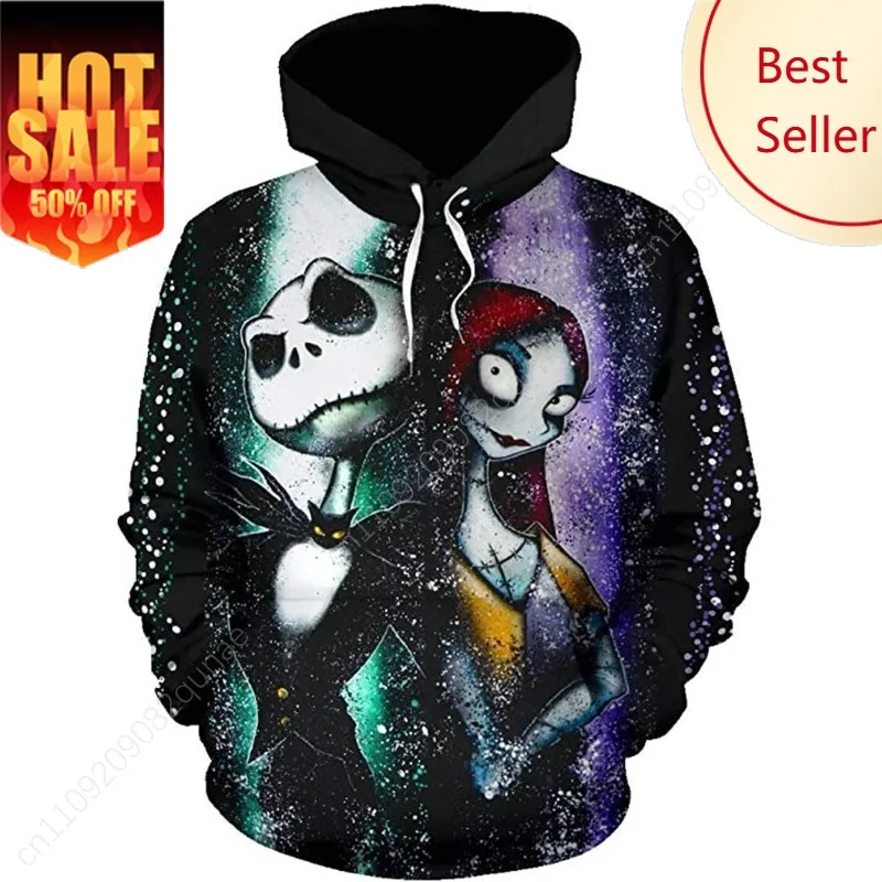 

Unisex Nightmare Before Christmas Jack & Sally Novelty Hoodie 3D Print Sweatshirts Hoodie for Adult
