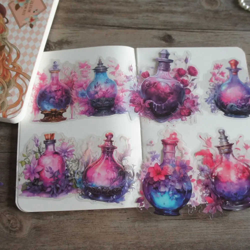 

10pcs Fairy Tale Story Magic Witch's Bottle Style PVC Sticker Scrapbooking DIY Gift Packing Label Decoration Tag