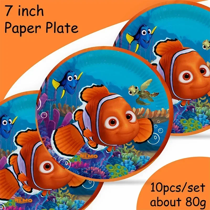 Disney Finding Nemo Theme Decoration Angle Disposable Tableware Cup Plate Tablecloth Baby Shower Kids Girls Boy Party Supplies