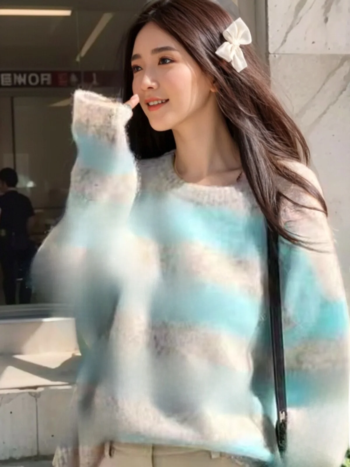 

Ladies' Lazy Sle Knitted Sweater Soft Mouton round Ne Base irt Inner Wear High-End Feeling Long Sve Warm Thermal