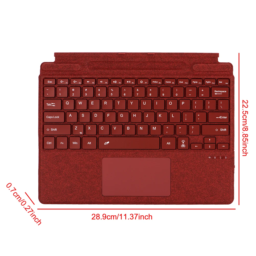 Bluetooth-Compatible Ultra-Slim Keyboard with Touchpad Type C Charging 7-Color Backlight for Microsoft Surface Pro 8/9/X/10/11