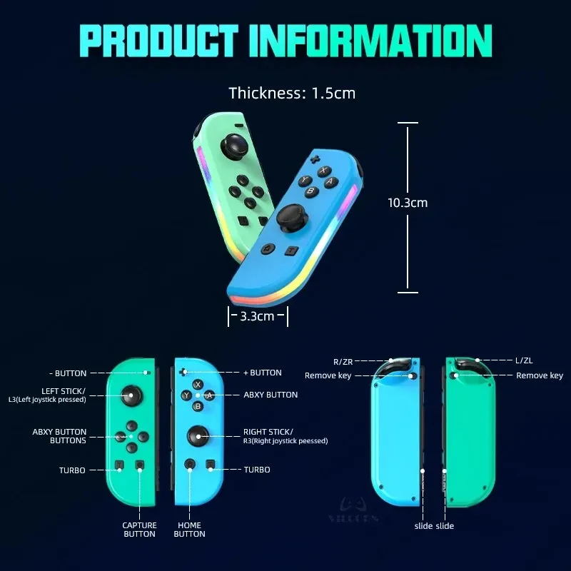 وحدة تحكم Joypad مع اهتزاز مزدوج ، لوحة ألعاب لاسلكية ، عصا تحكم مع 6 محاور جيرو ، عصا تحكم لمفتاح نينتو ، BT5.2 ، دعم L و R ، JOY02