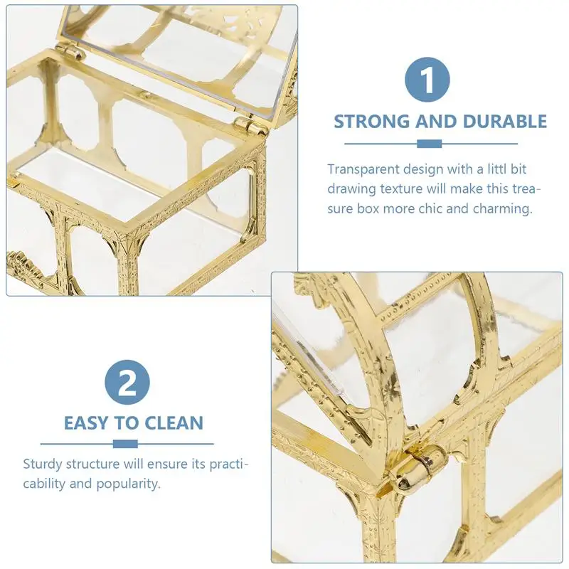 Plastic Transparent Pirate Treasure Box Crystal Retro The Jewelry Box Storage Organizer Chest Box Treasure For Retro Wedding