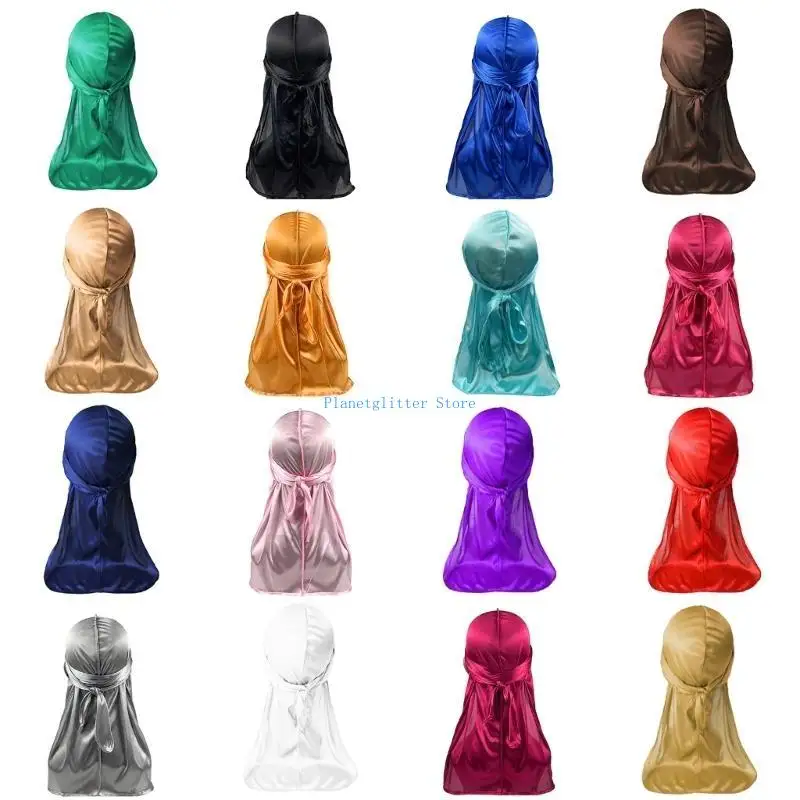 652B الرجال طويل الذيل الحجاب الرطوبة ماصة المجدل حريري غطاء الرأس Durag قبعة للارتداء اليومي وصالة الألعاب الرياضية استخدام