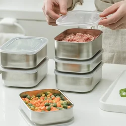 Stainless Steel Snack Container with Lids Rectangle Airtight Food Storage Container Preservation Bento Food Box Picnic Tools