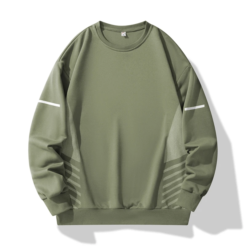 

Spring Autumn Men's Clothing Round Neck Pullover Lantern Long Sleeve Striped Printing Casual Loose Hoodies High Street Tops