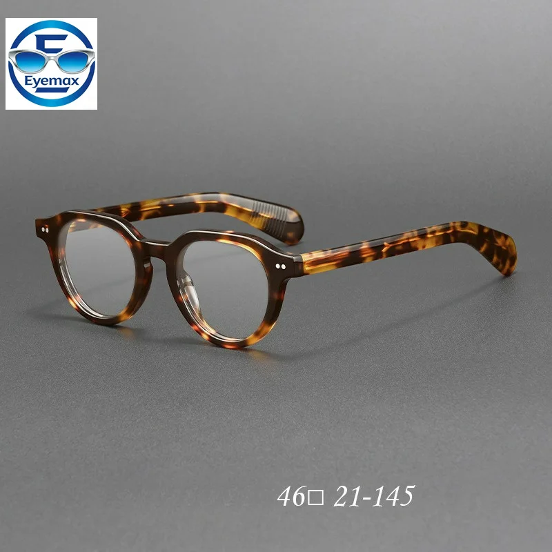 Vintage Round Acetate Eyeglasses Frame Gradient Blue Optical Glasses Prescription Myopia Spectacles Men Women Size 46-21-145