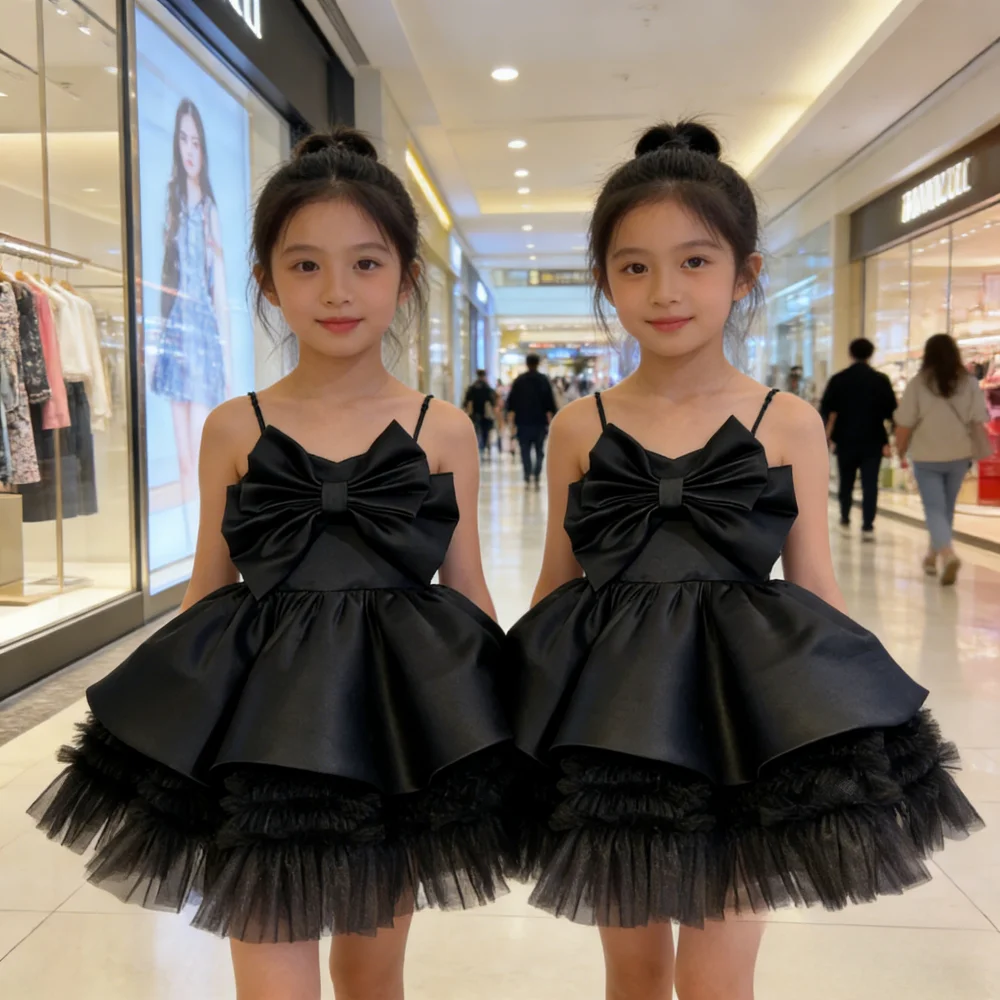 Elegant Princess Party Dress for Girl Fluffy Dress Vestidos Kid Ballroom Children Sleeveless Dresses Sling Fashion Walk Costume