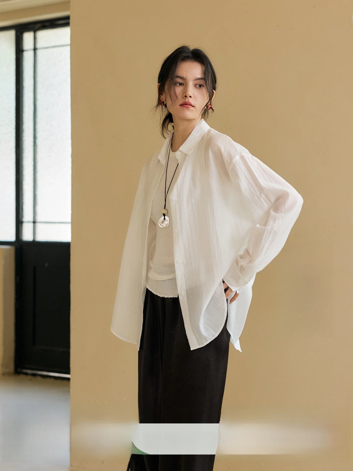 

HeyDress Women's Loose Fit Silk Stripe Shirt Spring Summer Lightweight Comfortable Long Sleeve Button up Top