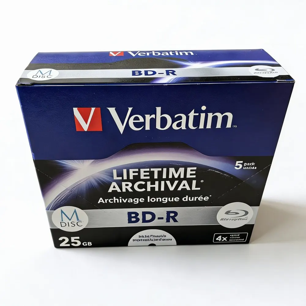 5Pcs Verbatim  MDisc M-Disc Blu Ray BDR Blu-Ray Disc BD-R 25GB Lifetime Archival Injet Printable 4X Archivage Longue Duree