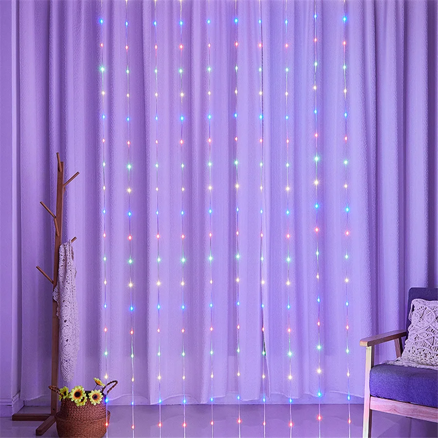 2023 New LED Leather Curtain String Lights Outdoor Waterproof USB Remote Christmas Garland Fairy Lights for Wedding Party Decor