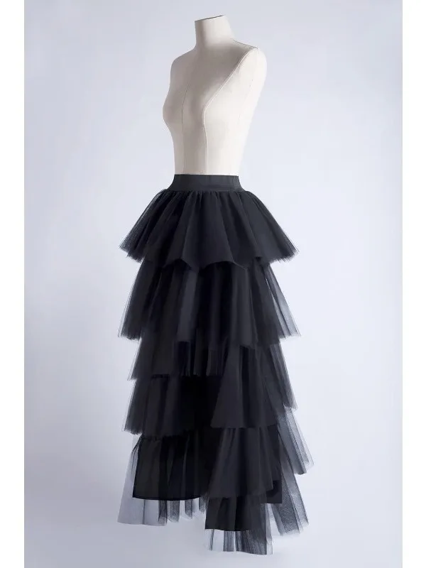 

Ele Lady's Stage Performance f Skirt White Puffy Skirt Me Cake Skirt Front ort Ba Long Design Sensation ow Skirt