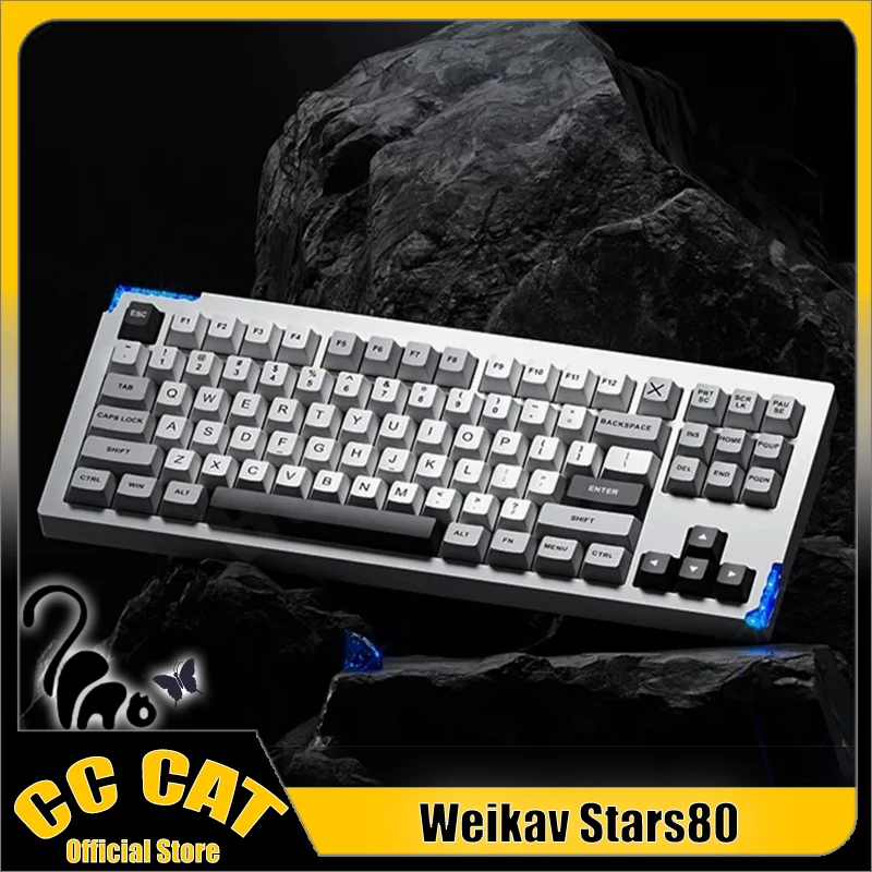 

Weikav Stars80 Mechanical Keyboard Kit Wireless Aluminum Alloy Kit 3Mode Customize Rgb Hot-Swap Support Qmk/Via Accessory Kits