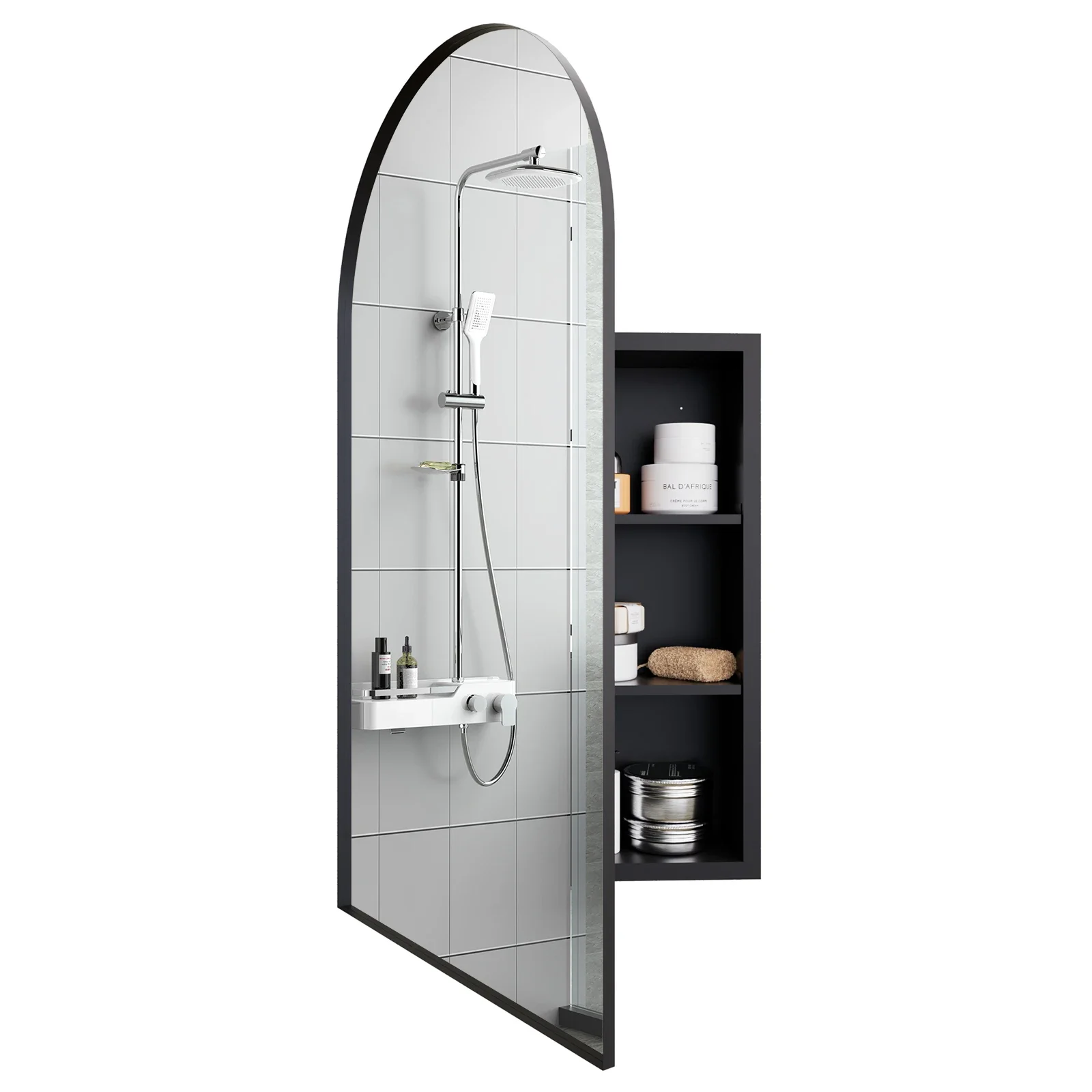 

Arched Bathroom Mirror Cabinet Curved Arch Wall Mounted Bathroom Cabinet Storage Cupboard Ready Assembled with Adjustable Shelf