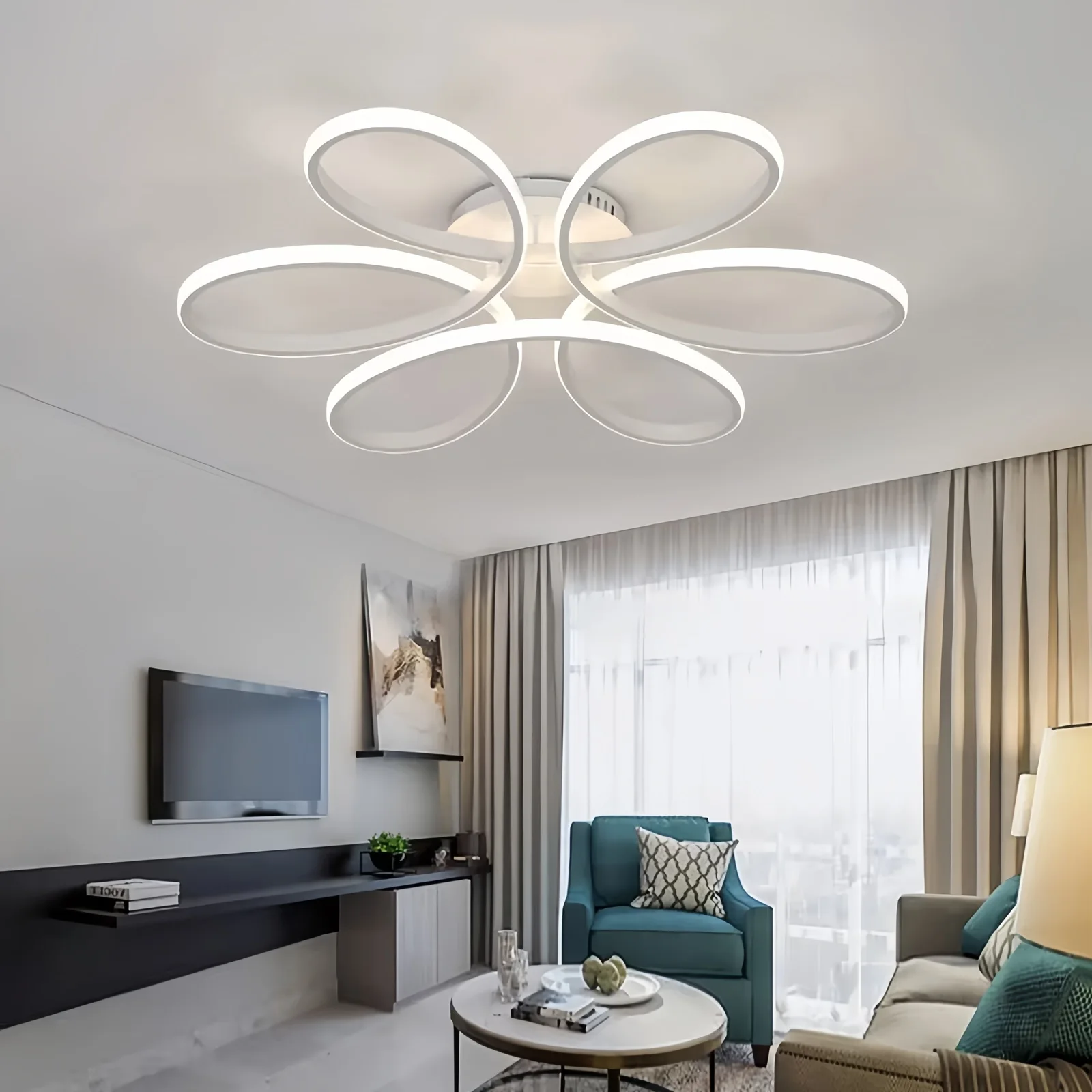 Потолочная люстра с низким полом, светодиодный светильник для поверхностного монтажа, золотой, белый цвет, 60 см, потолочный светильник, домашние светильники, 180-260 В, пульт дистанционного управления