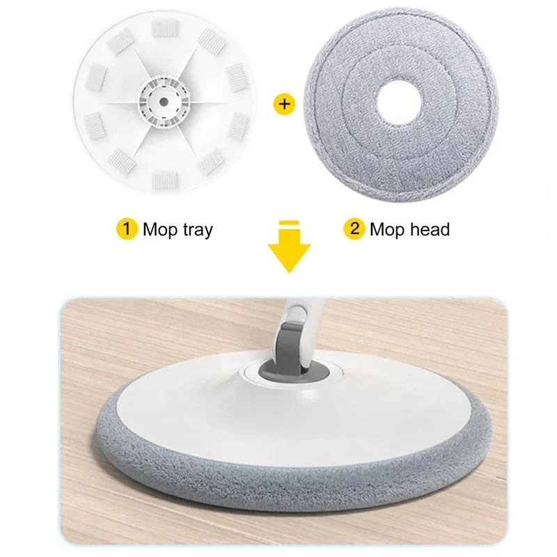 24cm Round MOP Head Cloth Spin Wring for Cleaning Floors Pad Home Replacement Universal Accessories 360 Rotating Barrel Towels