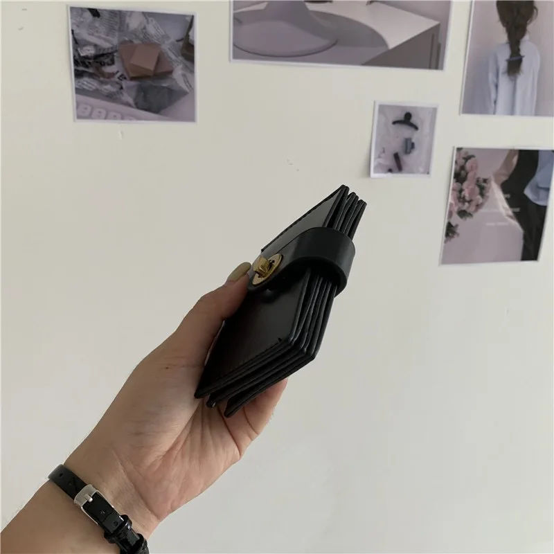 Wallets Card Holder Solid PU Retro Simple Mini Purse Vintage Money Bag Females Multifunction Fashion High Quality Wallet Ulzzang