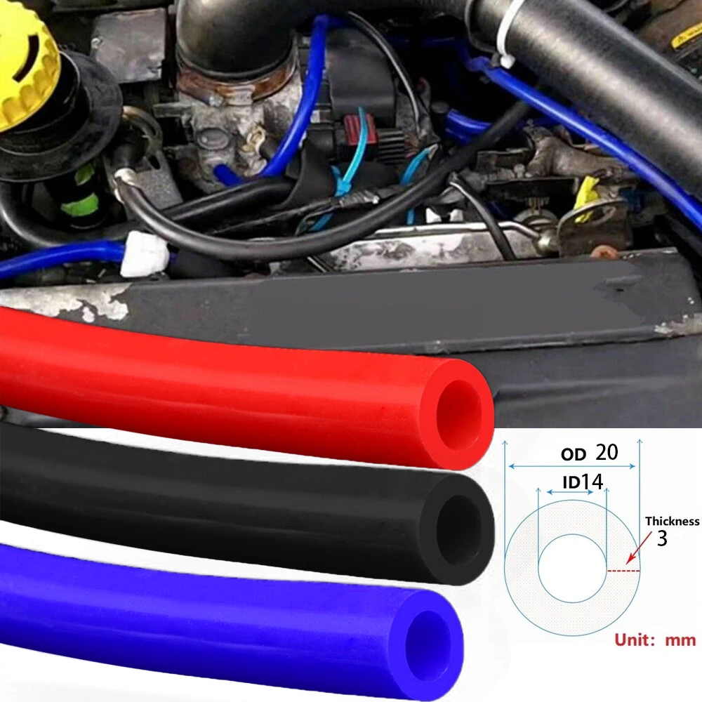 14mm Inner Diameter 3mm Thickness 1-50 Meter Universal Car Vacuum Silicone Hose Auto Silicone Hose Racing Line Pipe Tube Hose