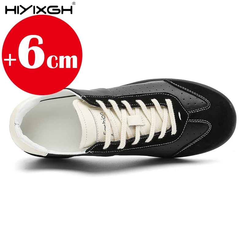 Unisex Cowhide Elevator Shoes 6cm Hidden Heel Height Increase Ballet Inspired German Training Shoes Casual Comfortable Sneakers