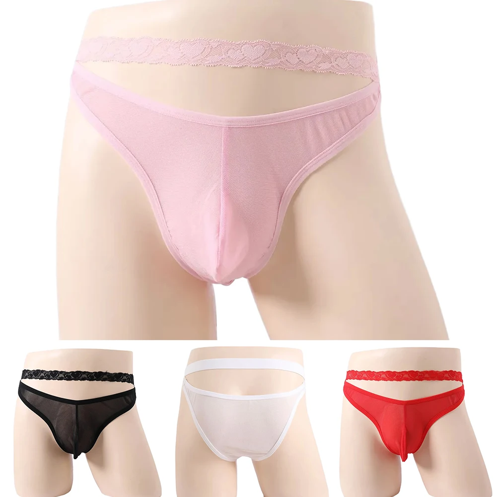 

Men Sexy Lace Thin Mesh Sheer Briefs U Convex Gay Sissy Pouch Men's Triangular Panties G String Low Rise Underwear For Hot Man
