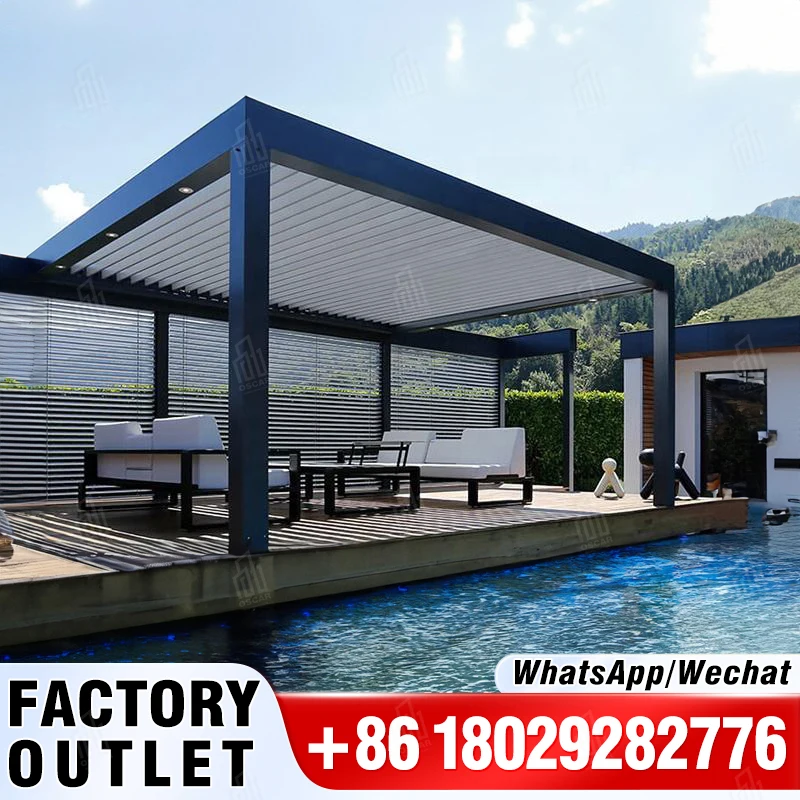 3x3 3x4 4x4 6x4 m OEM Factory Modern Outdoor Bioclimatic Aluminum Louver Pergola