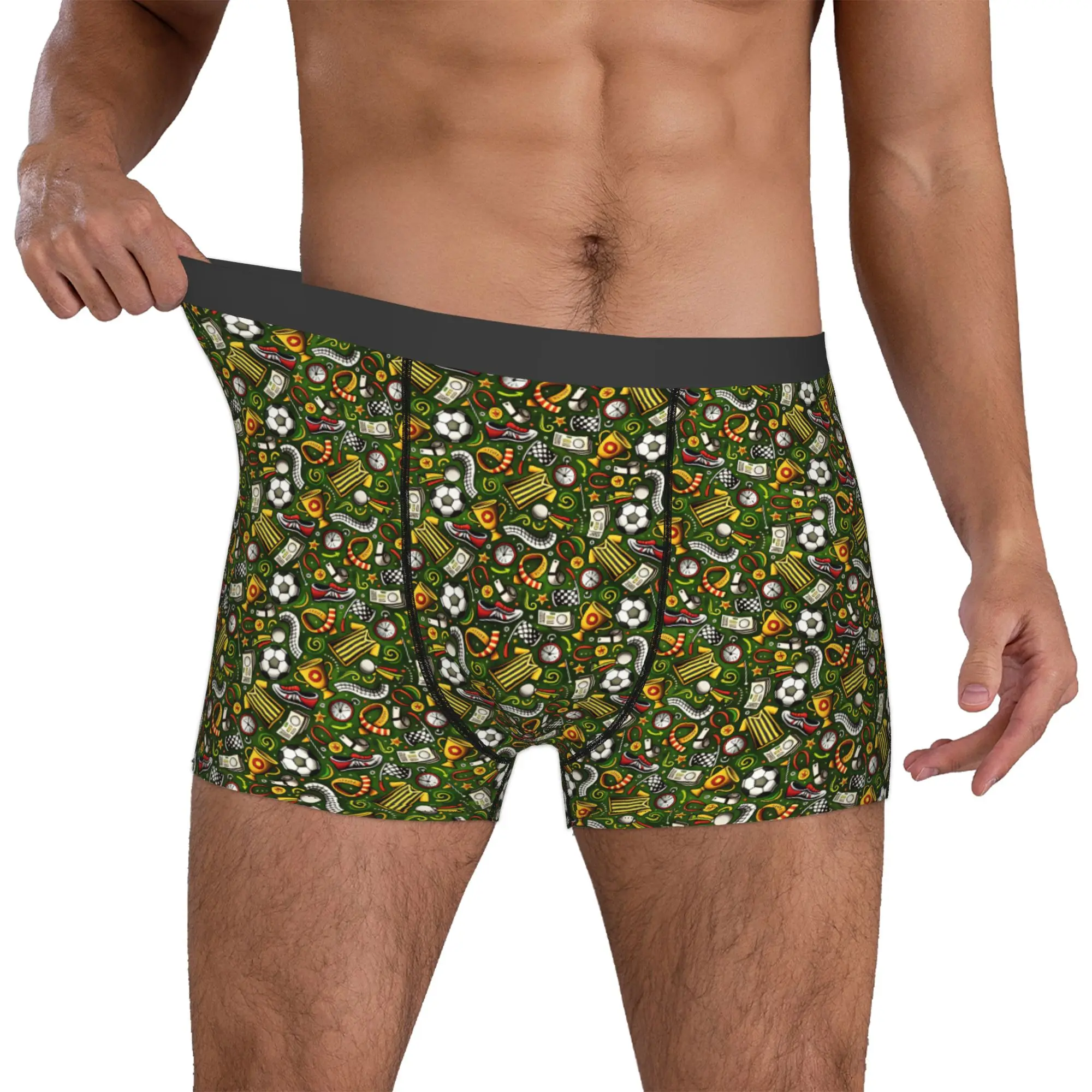 Soccerly Whistle Trophy Heart Star Underwear Male Printed Sports Footbally  Boxer Shorts Panties Briefs Breathable Underpants