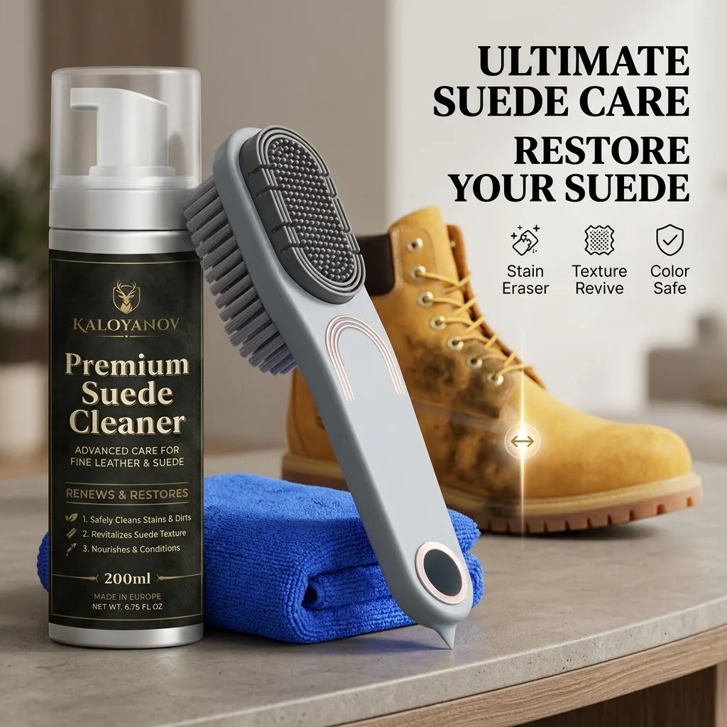 Professional Suede Nubuck Shoe Cleaning Kit Stain Remover Brush & Blue Microfiber Towel Set for Boots Sneaker Care Cleaning Tool