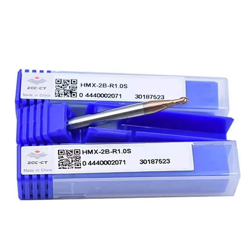 HMX-2B-R1.0S ZCC.CT HMX-2B Two edge straight shank ball end mill D2.0R1.0*4*4*50 2F Ball Nose End Mill 2 Flutes Ball End Mills
