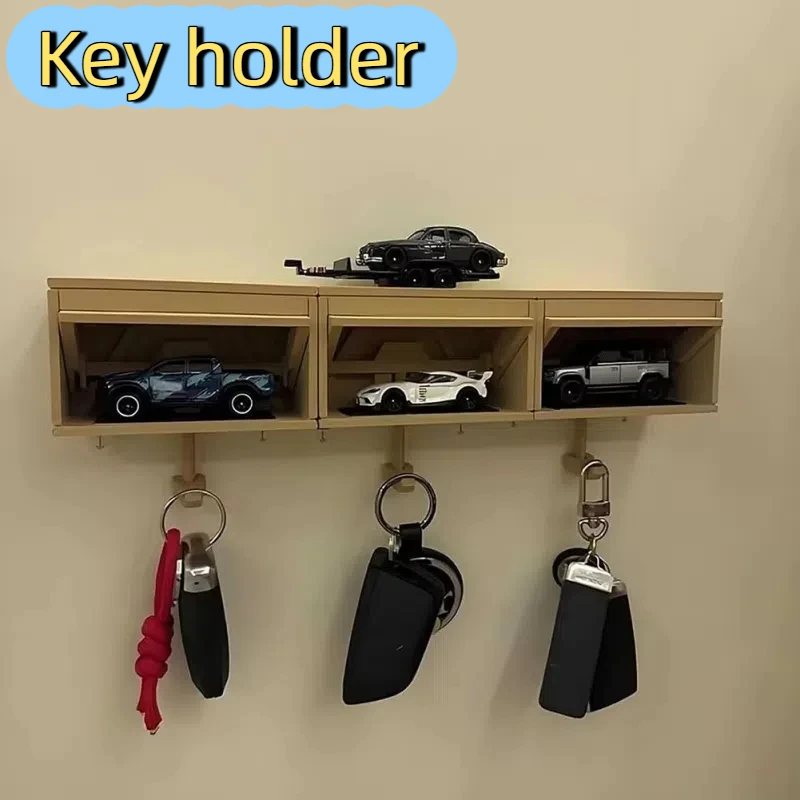 Car Garage Key Holder Front Door Car Key Holder Creative Wall Mount Key Organizer with Opening Door Garage Shaped Key Holder