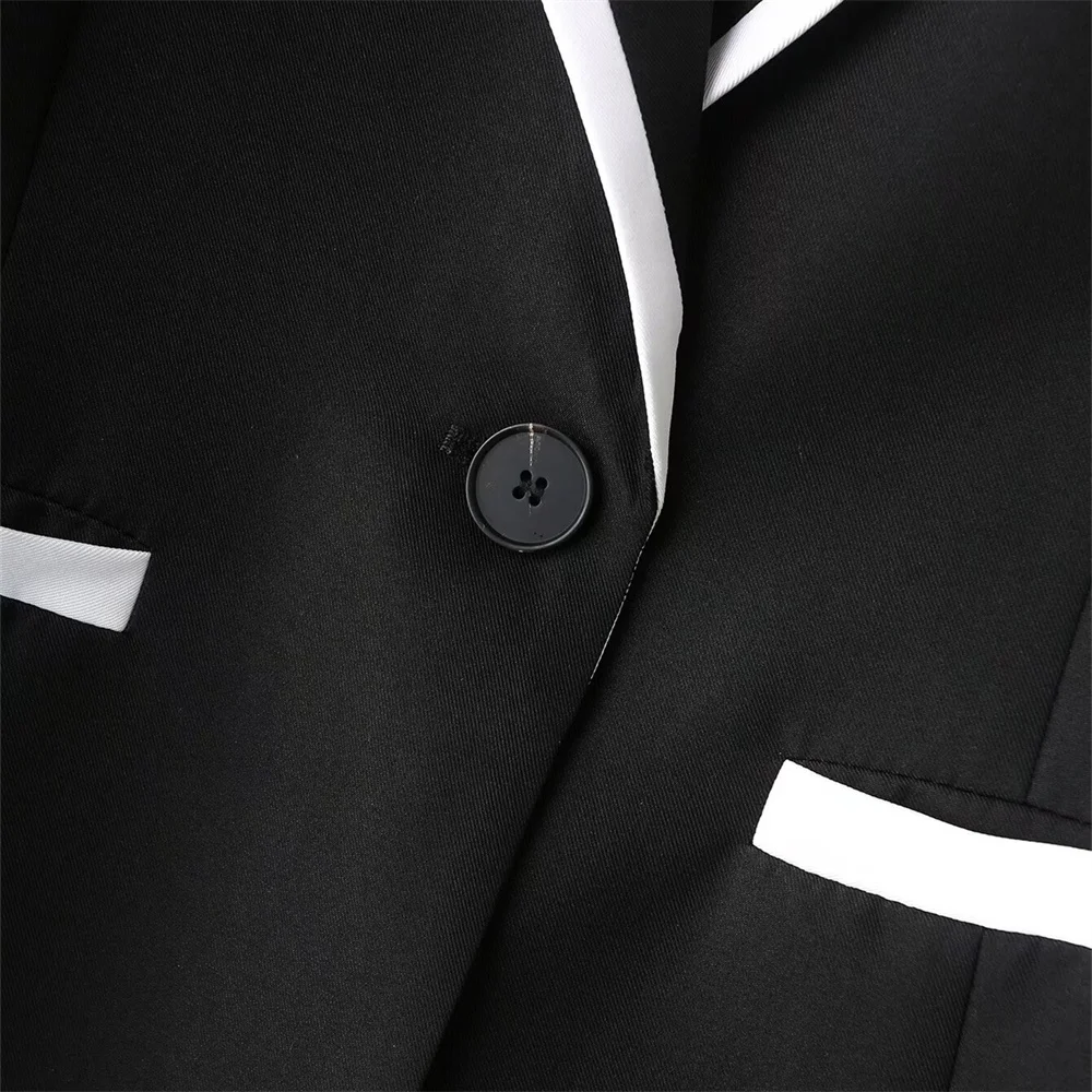 2024ZAR * Spring/Summer New Women\'s Style Versatile Slimming Casual Black and White Color Block Suit Coat